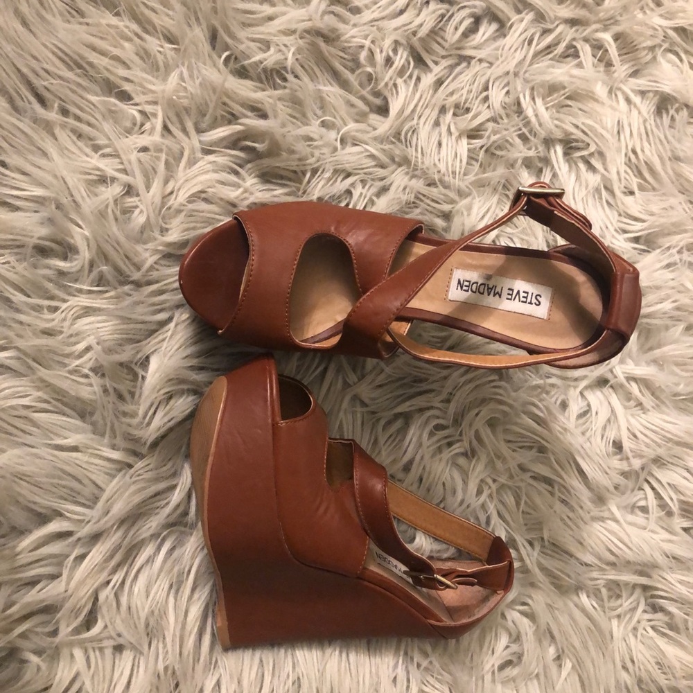 Brown wedge sandals